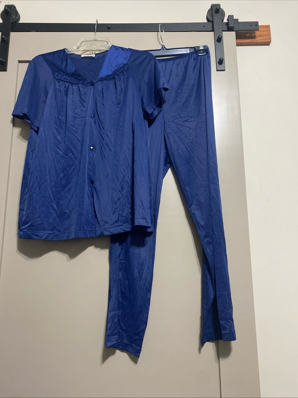Vintage 70’s Vanity Fair Short-Sleeve Button Pajama Set in Blue